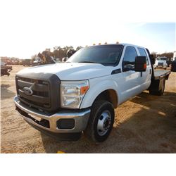 2015 FORD F350 FLATBED TRUCK, VIN/SN:1FD8W3H64FEA87291 - 4X4, S/A, CREW CAB, GAS ENGINE, A/T, 9' FLA