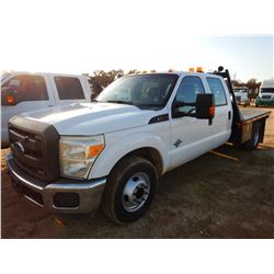 2013 FORD F350 FLATBED TRUCK, VIN/SN:1FD8W3GTXDEA17508 -S/A, CREWCAB, FORD POWER STROKE DIESEL ENG, 