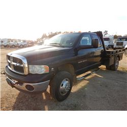 2003 RAM 3500 DUALLY, VIN/SN:3D7MU48C33G831865 - 4X4, CREW CAB, CUMMINS ENGINE, 6 SPEED TRANS, 9' BO