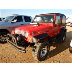1997 JEEP WRANGLER VIN/SN:1J4FY19S4VP478752 - 4X4, GAS ENGINE, A/T, ODOMETER READING 135,645 MILES