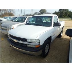 2002 CHEVROLET PICKUP TRUCK, VIN/SN:1GCEK14V12Z189820 -C4X4, GAS ENGINE, A/T, ODOMETER READING 203,1