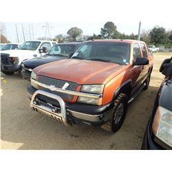 2004 CHEVROLET AVALANCHE, VIN/SN:3GNEK12T34G281717 - 4X4, GAS ENG, A/T, ODOMETER READING 256,350