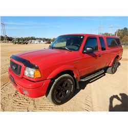 2004 FORD RANGER PICKUP TRUCK, VIN/SN:1FTZR45EX4PA41239 - EXT CAB, GAS ENGINE, A/T, COVERED REAR BED