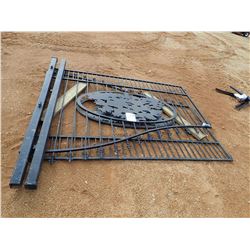 16' OAK TREE SCENE IRON GATE W/POST (C-6)