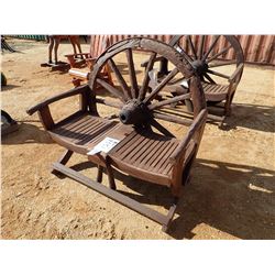 TEAK WOOD WAGON WHEEL BENCH (C-6)