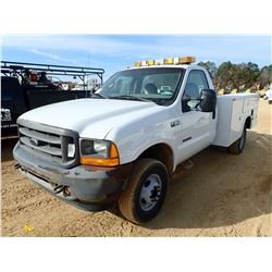 2001 FORD F350 SERVICE TRUCK, VIN/SN:1FDWF37F11EC39125 - 4X4, FORD POWERSTROKE DIESEL ENGINE, A/T, K
