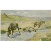 Image 1 : Framed Cowboy Print ''Hot Days'' by William Gollings 1878-1932