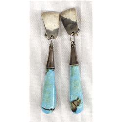 Native American Navajo Sterling Turquoise Clip-On Earrings