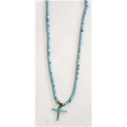 Santo Domingo Turquoise Heishi Cross Necklace