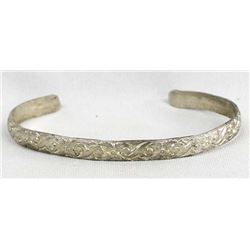 Large Carved Sterling Silver Bracelet