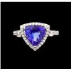 Image 2 : 18KT White Gold 4.41 ctw Tanzanite and Diamond Ring