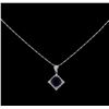 Image 1 : 18KT White Gold 3.18 ctw Sapphire and Diamond Pendant With Chain