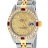 Image 1 : Rolex Ladies 2 Tone 18K Quickset Champagne Diamond & Ruby Datejust Wristwatch