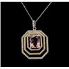 Image 1 : 1.95 ctw Morganite and Diamond Pendant With Chain - 14KT White Gold