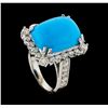 Image 4 : 9.30 ctw Turquoise and Diamond Ring - 14KT White Gold