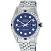 Image 1 : Rolex Mens Stainless Steel Blue Diamond & Sapphire Datejust Wristwatch