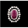 Image 2 : GIA Cert 5.36 ctw Ruby and Diamond Ring - 14KT White Gold