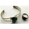 Image 1 : NAVAJO BRACELET AND RING LOT BLUE STONE WITH