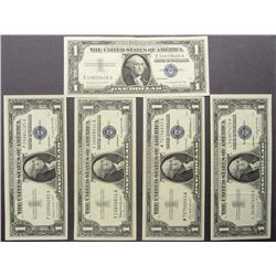 5 CU 1957 $1 SILVER CERTS