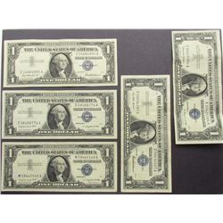 5 AU/CU 1957 $1 SILVER CERTS