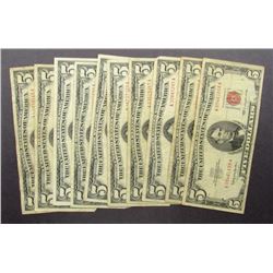 10 $5 RED SEAL U.S. NOTES