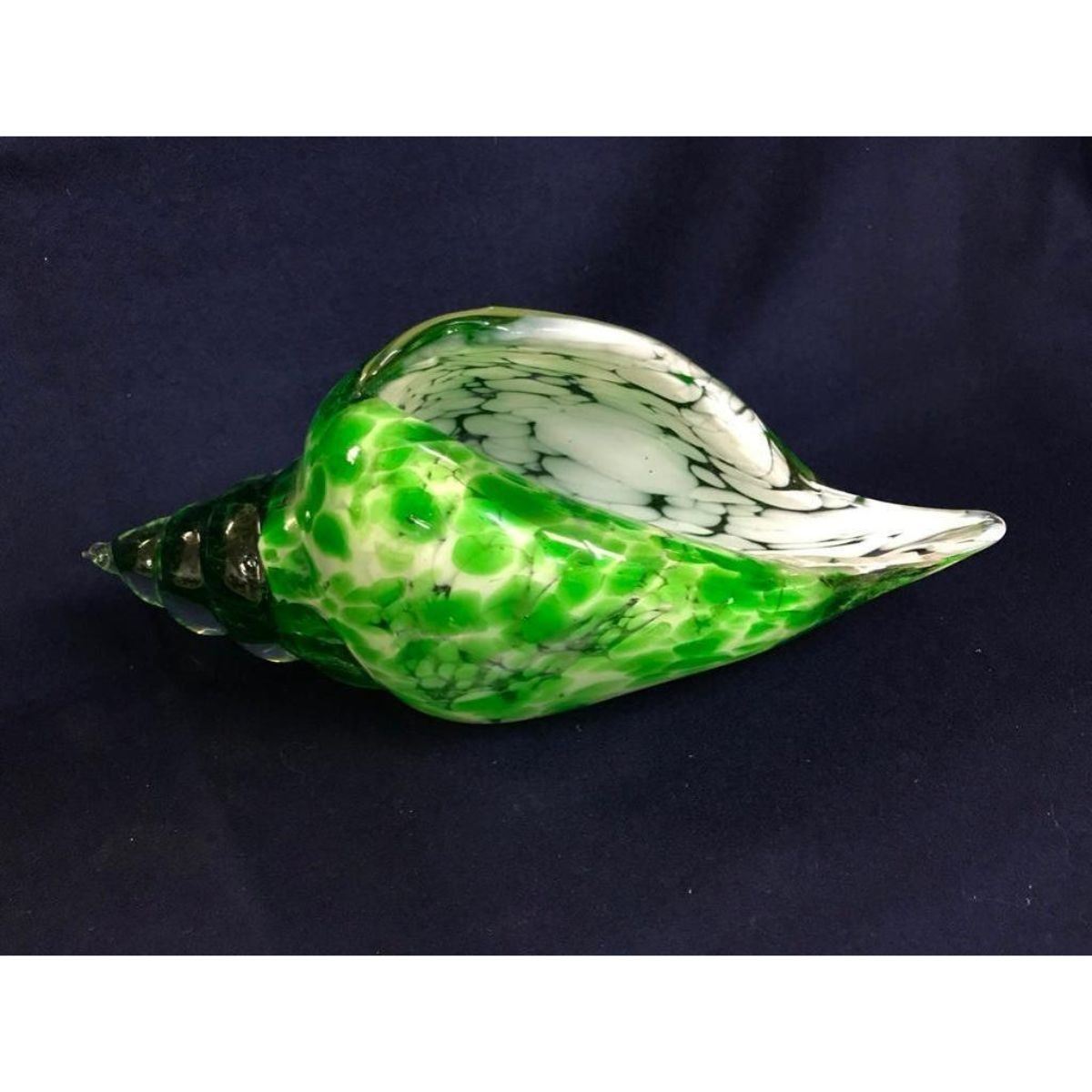 Contemporary Italian Green Glass Conch Shell, Nautical Ocean Beach ...