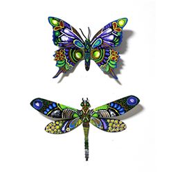 Patricia Govezensky- Original Painting on Cutout Steel (Set of 2) "Set of 2 Butterflies"