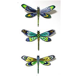 Patricia Govezensky- Original Painting on Cutout Steel (Set of 3) "Set of 3 Dragonfly"