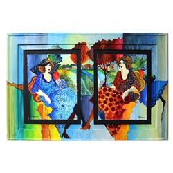 Patricia Govezensky- Original Watercolors with Hand Painted Frame "Suzzane and Erica"