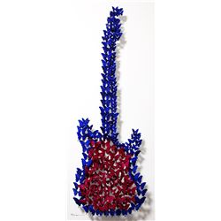 Patricia Govezensky- Original 3D Metal Art on Wood "Guitar"