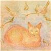 Image 2 : Edna Hibel (1917-2014), "Pumbit the Cat" Limited Edition Lithograph on Rice Paper, Numbered and Hand