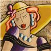 Image 2 : Oz El Hai, "Yellow Hat, Vintage Series" Original 3D Mixed Media Painting on Board, Hand Signed with 