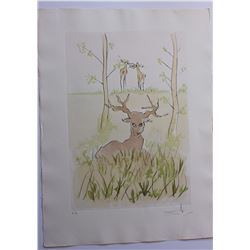 Salvador Dali- Original Engravings with color by pochoir  The Sick Deer 