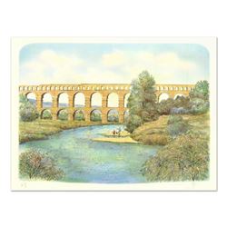 Rolf Rafflewski, "Pont du Gard Aqueduct" - Limited Edition Lithograph, Numbered and Hand Signed.