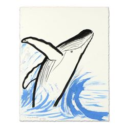 Wyland, "Humpback" Original Sumi Ink Painting, Hand Signed with Certificate of Authenticity.