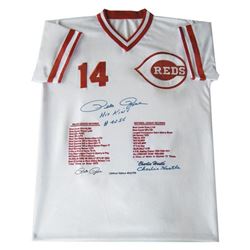 "Pete Rose Stats Jersey" - Autographed Baseball Jersey Featuring Pete Rose's Stats. Includes Certifi