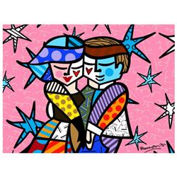 Romero Britto "Pretty In Pink Mini" Hand Signed Giclee on Canvas; Authenticated