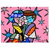 Image 1 : Romero Britto "Pretty In Pink Mini" Hand Signed Giclee on Canvas; Authenticated