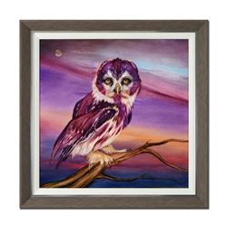 Martin Katon,  Brighter Than Life: Owl  Framed Original Oil Painting on Canvas, Hand Signed with Cer