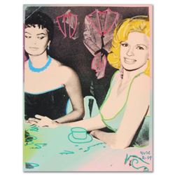 Ringo, "Sophia Takes a Peek" One-of-a-Kind Hand-Pulled Silkscreen and Mixed Media Painting on Canvas
