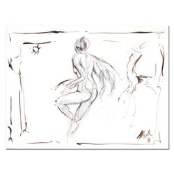 Marta Wiley, "Figure Sketch" Original Ink Sketch, Hand Signed and Thumb Printed with Certificate of 
