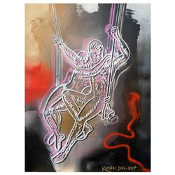 Mark Kostabi "Navigating The Dark Side Of Passion" Hand Signed Original Artwork with COA.