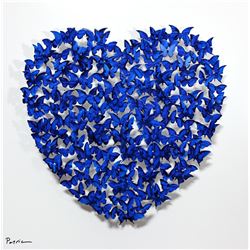 Patricia Govezensky- Original 3D Metal Art on Wood "Heart"