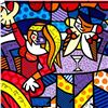 Image 2 : Romero Britto "Doing Lunch Again" Hand Signed Giclee on Canvas; Authenticated