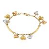 Image 1 : Italian 14k Tri-Color Gold Lucky Animal Charms Bar Link Bracelet, 8"