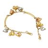 Image 2 : Italian 14k Tri-Color Gold Lucky Animal Charms Bar Link Bracelet, 8"