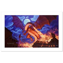"Smaug Destroys Laketown" Limited Edition Giclee on Canvas by Greg Hildebrandt. Numbered and Hand Si