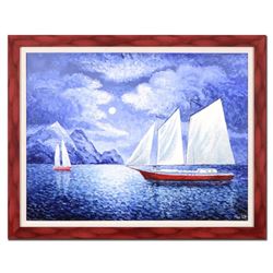 Alexander Antanenka, "Sharing the Lake" Framed Original Oil Painting on Canvas (44.5" x 35"), Hand S
