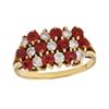 Image 1 : 14k Yellow Gold 1.15ctw Ruby & Diamond Checkerboard Cluster Ring