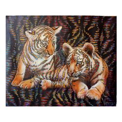 Vera V. Goncharenko- Original Oil on Canvas "Wild Cats"